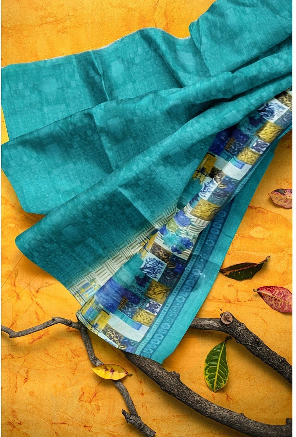 Suali Cotton Blend Printed Saree With Unstitched Blouse Piece ( Blue ) Suali Cotton Blend Printed Saree With Unstitched Blouse Piece ( Blue )