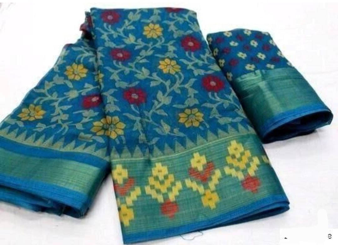 Suali Cotton Blend Printed Saree With Unstitched Blouse Piece ( Multicolor ) Suali Cotton Blend Printed Saree With Unstitched Blouse Piece ( Multicolor )