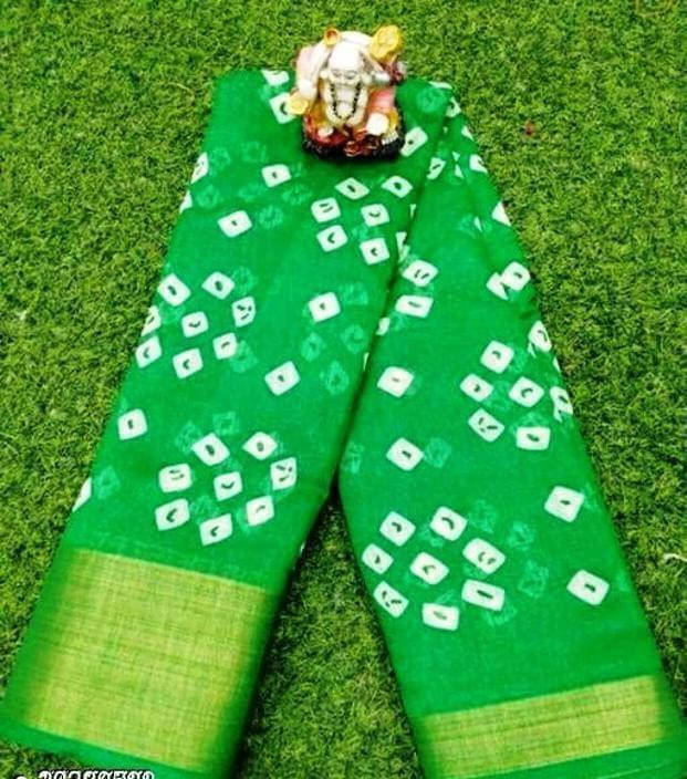     			Suali Cotton Blend Printed Saree With Unstitched Blouse Piece ( Light Green )