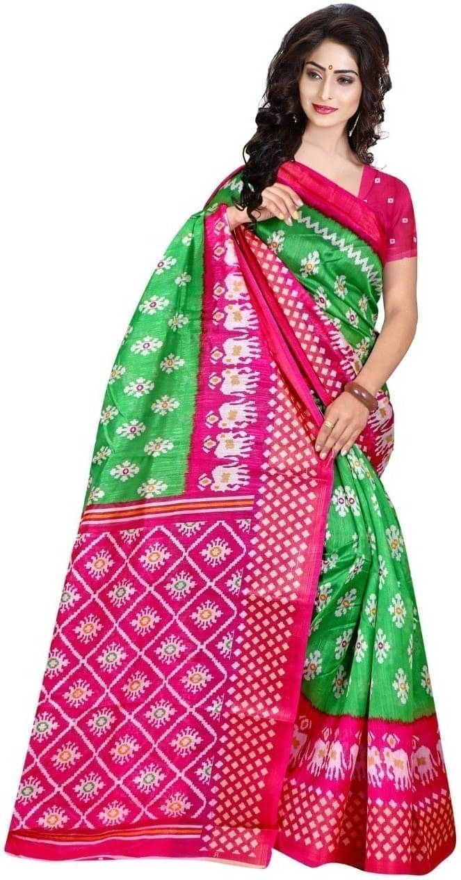 Suali Cotton Blend Printed Saree With Unstitched Blouse Piece ( Green ) Suali Cotton Blend Printed Saree With Unstitched Blouse Piece ( Green )