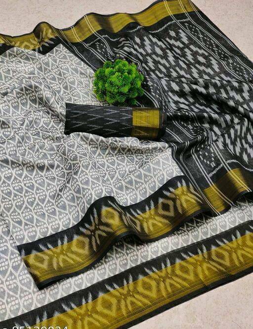 Suali Cotton Blend Printed Saree With Unstitched Blouse Piece ( Multicolor ) Suali Cotton Blend Printed Saree With Unstitched Blouse Piece ( Multicolor )