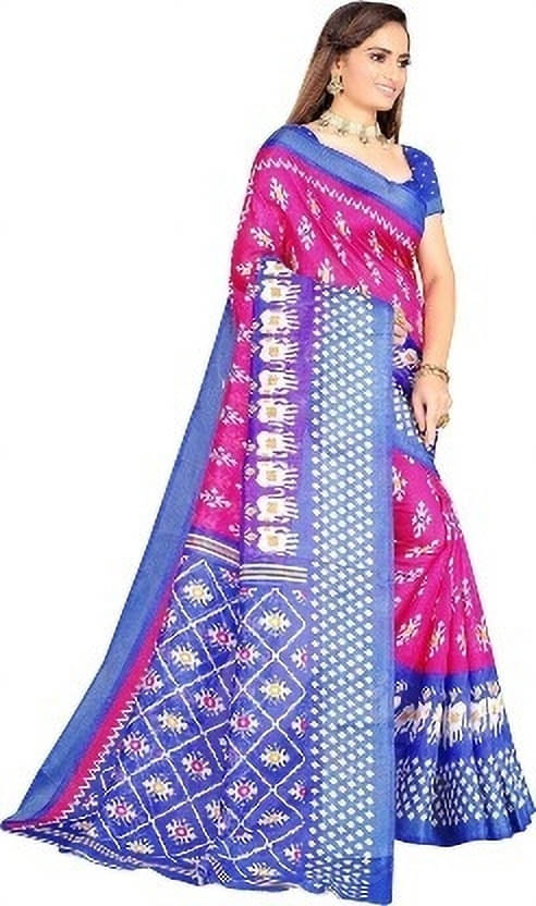 Suali Cotton Blend Printed Saree With Unstitched Blouse Piece ( Pink ) Suali Cotton Blend Printed Saree With Unstitched Blouse Piece ( Pink )
