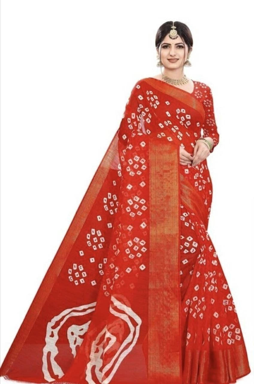     			Suali Cotton Blend Printed Saree With Unstitched Blouse Piece ( Purple )