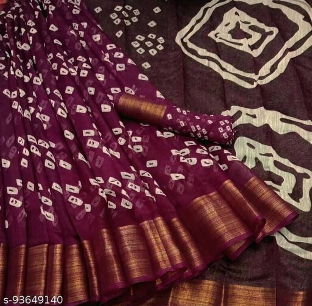 Suali Cotton Blend Printed Saree With Unstitched Blouse Piece ( Maroon )     			Suali Cotton Blend Printed Saree With Unstitched Blouse Piece ( Maroon )