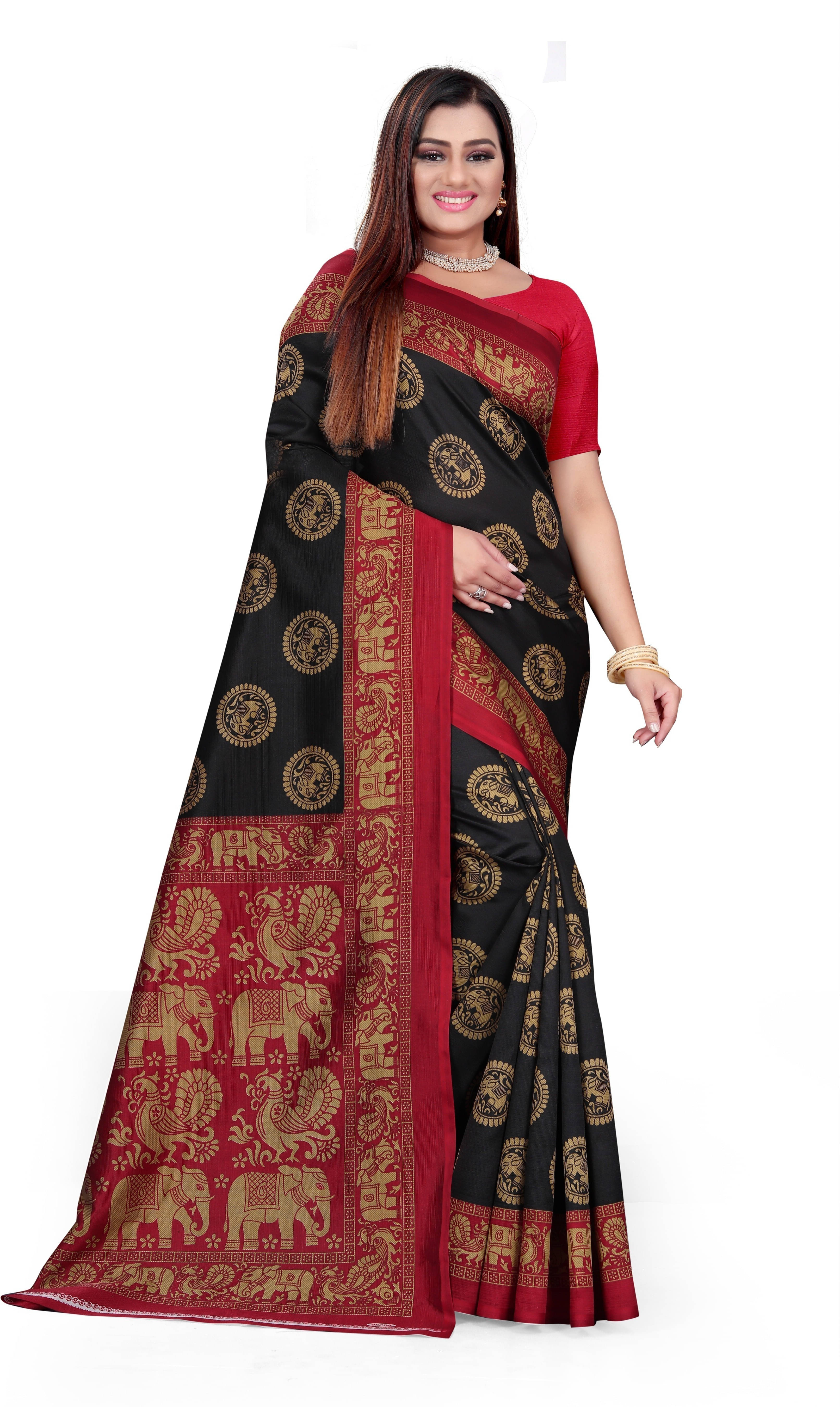Suali Cotton Blend Self Design Saree With Unstitched Blouse Piece ( Black ) Suali Cotton Blend Self Design Saree With Unstitched Blouse Piece ( Black )
