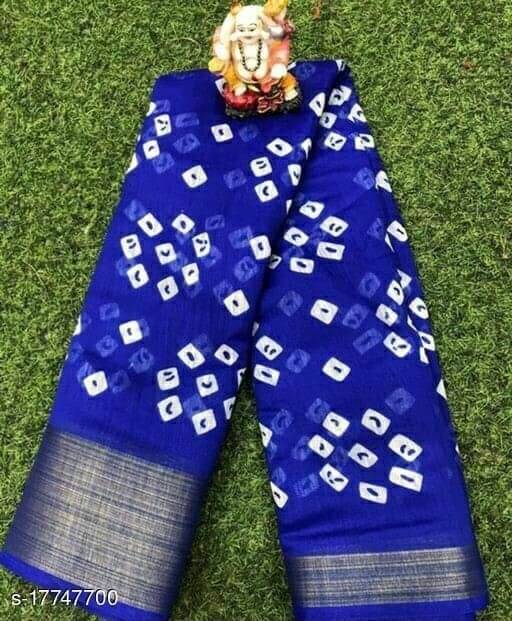     			Suali Cotton Blend Solid Saree With Unstitched Blouse Piece ( Blue )