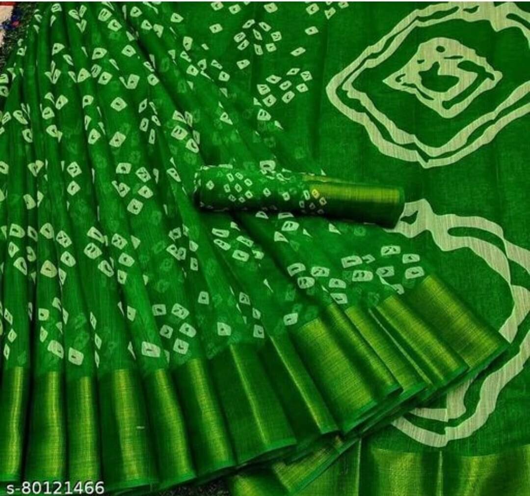     			Suali Cotton Blend Solid Saree With Unstitched Blouse Piece ( Green )