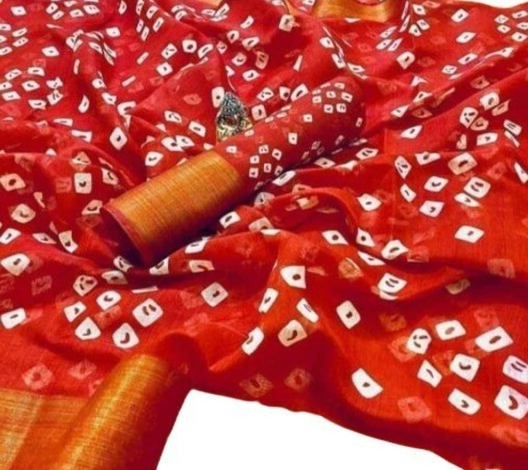     			Suali Cotton Blend Striped Saree With Unstitched Blouse Piece ( Red )