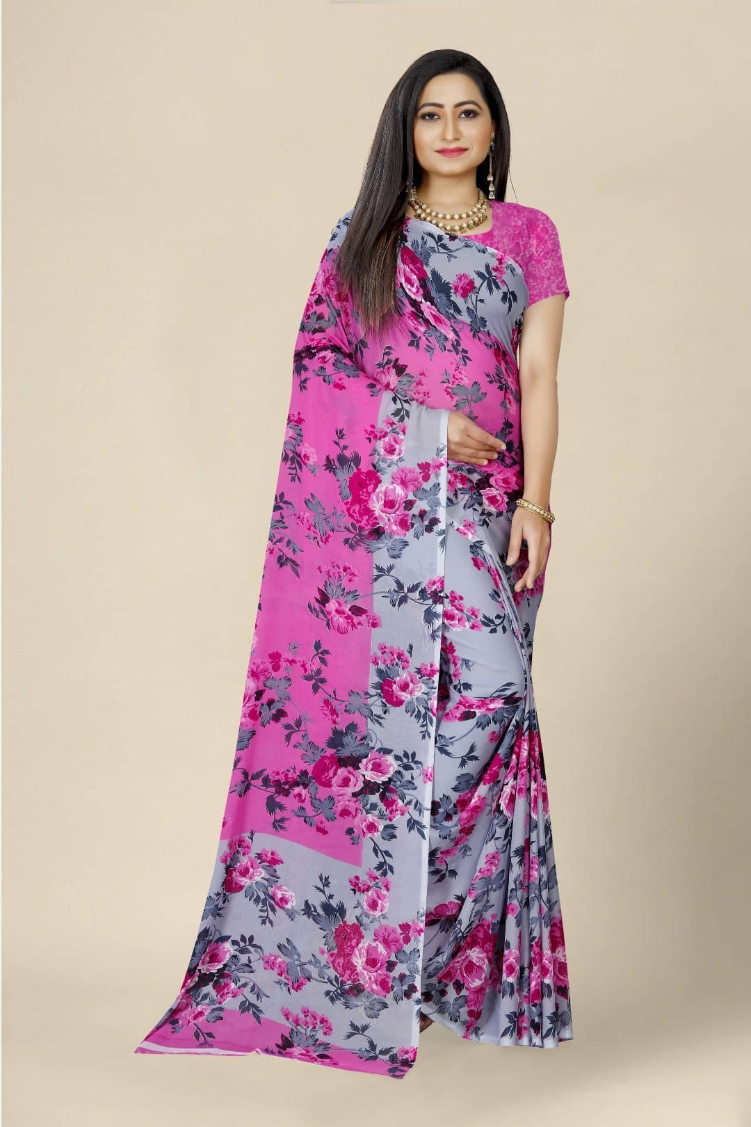 Suali Cotton Blend Woven Saree With Unstitched Blouse Piece ( Pink ) Suali Cotton Blend Woven Saree With Unstitched Blouse Piece ( Pink )