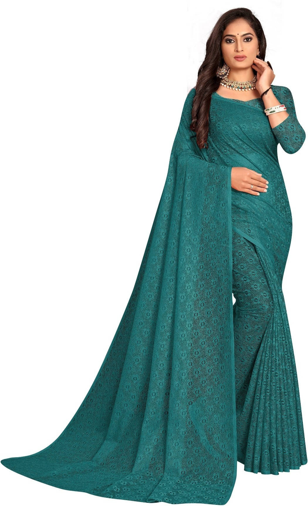     			Suali Cotton Blend Woven Saree With Unstitched Blouse Piece ( Light Blue )