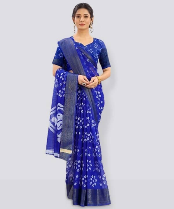     			Suali Cotton Blend Woven Saree With Unstitched Blouse Piece ( Blue )