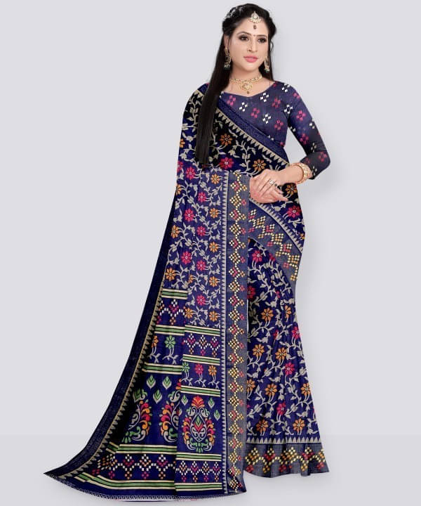 Suali Cotton Blend Woven Saree With Unstitched Blouse Piece ( Blue ) Suali Cotton Blend Woven Saree With Unstitched Blouse Piece ( Blue )