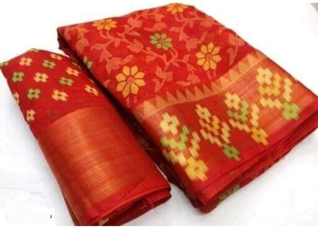     			Suali Cotton Printed Saree With Unstitched Blouse Piece ( Maroon )