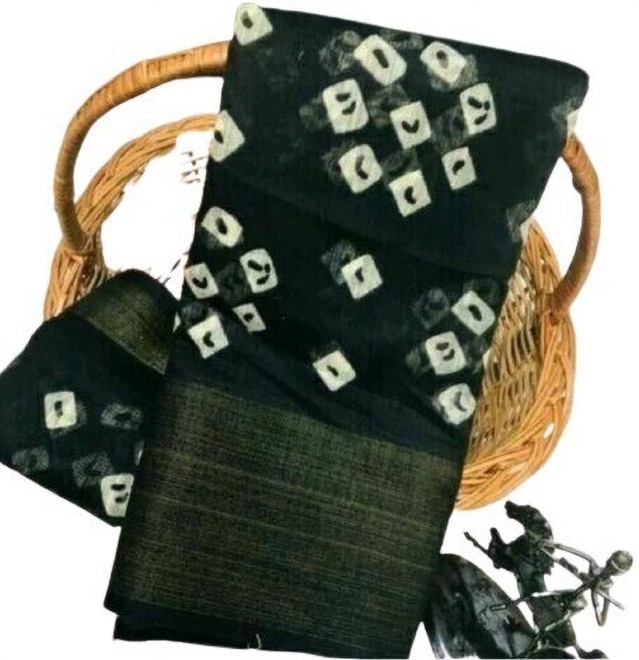     			Suali Cotton Printed Saree With Unstitched Blouse Piece ( Black )