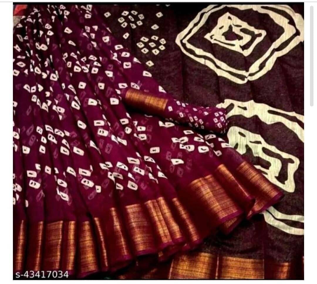 Suali Cotton Printed Saree With Unstitched Blouse Piece ( Purple ) Suali Cotton Printed Saree With Unstitched Blouse Piece ( Purple )
