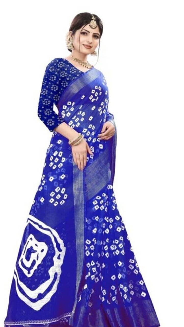     			Suali Cotton Printed Saree With Unstitched Blouse Piece ( Purple )