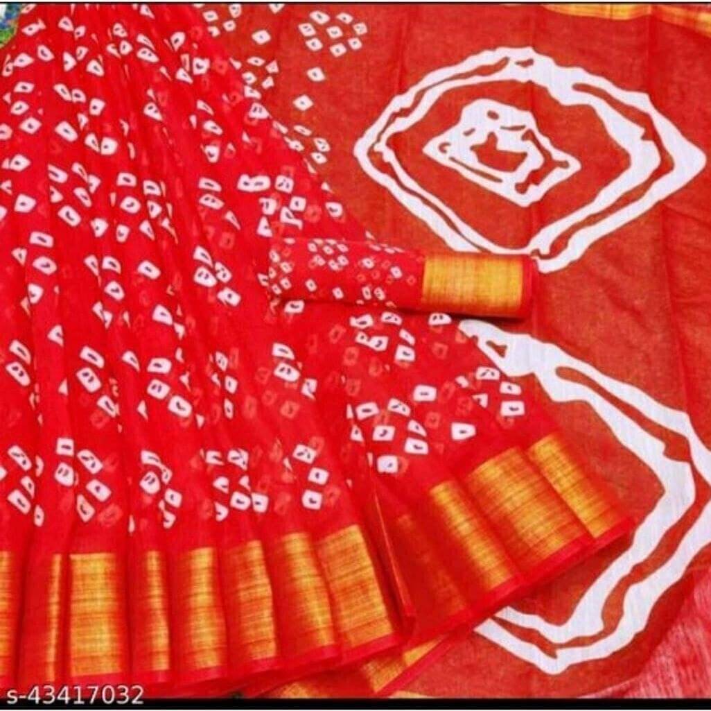    			Suali Cotton Printed Saree With Unstitched Blouse Piece ( Purple )