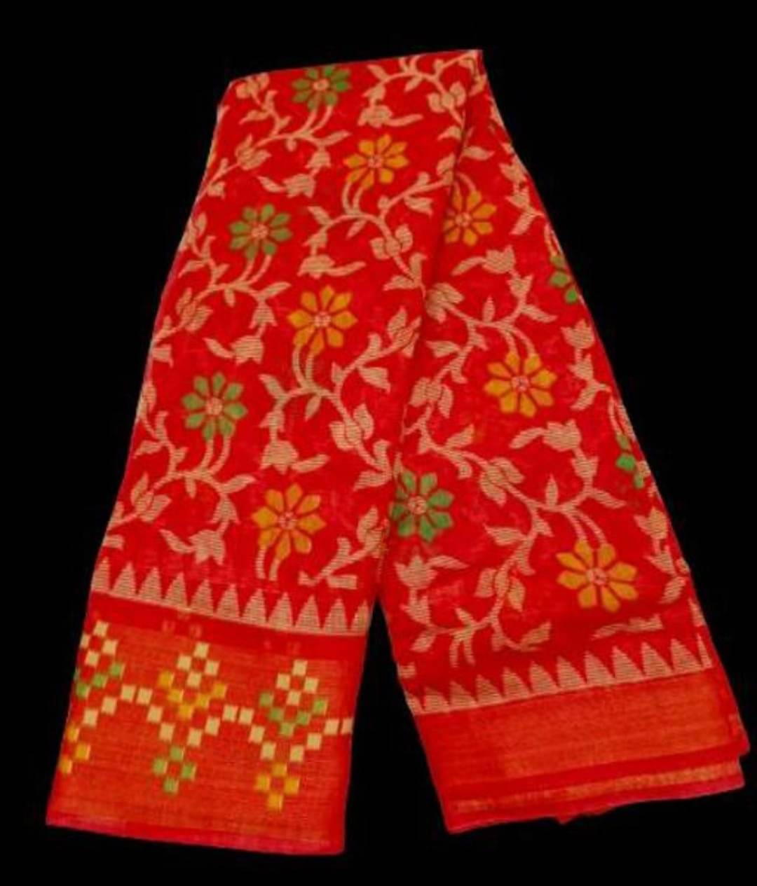 Suali Cotton Silk Printed Saree With Unstitched Blouse Piece ( Red )     			Suali Cotton Silk Printed Saree With Unstitched Blouse Piece ( Red )