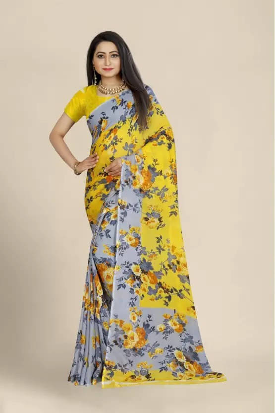 Suali Cotton Silk Printed Saree With Unstitched Blouse Piece ( Yellow ) Suali Cotton Silk Printed Saree With Unstitched Blouse Piece ( Yellow )