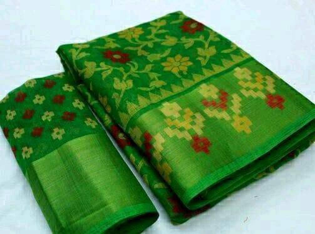     			Suali Cotton Silk Printed Saree With Unstitched Blouse Piece ( Multicolor )