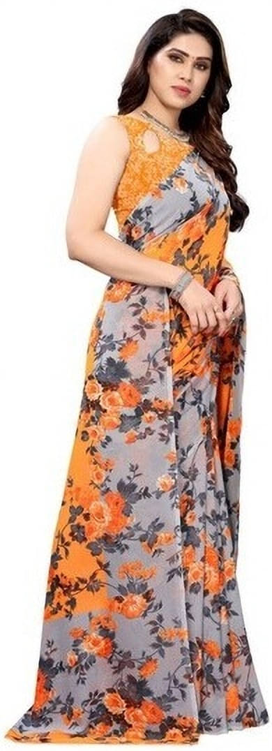 Suali Cotton Silk Printed Saree With Unstitched Blouse Piece ( Orange ) Suali Cotton Silk Printed Saree With Unstitched Blouse Piece ( Orange )