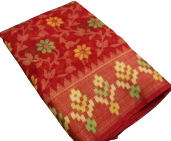     			Suali Cotton Silk Printed Saree With Unstitched Blouse Piece ( Red )