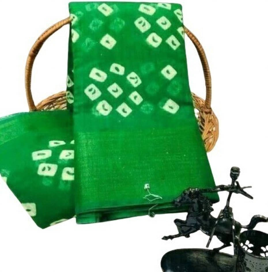     			Suali Cotton Silk Printed Saree With Unstitched Blouse Piece ( Green )
