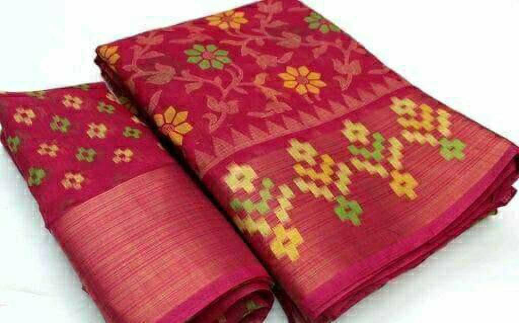    			Suali Cotton Silk Printed Saree With Unstitched Blouse Piece ( Multicolor )