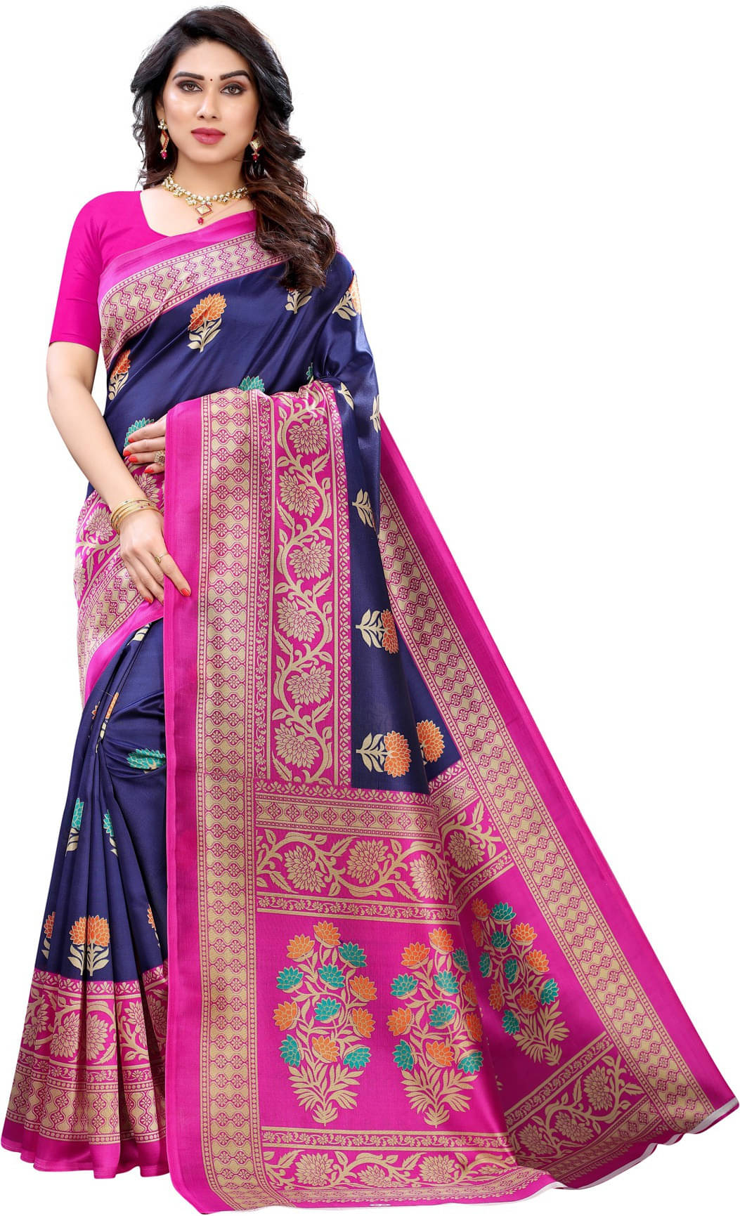     			Suali Cotton Silk Printed Saree With Unstitched Blouse Piece ( Multicolor )