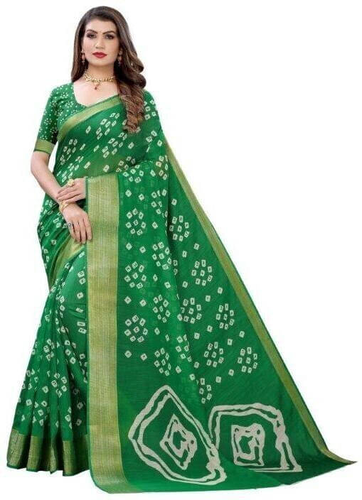 Suali Cotton Silk Printed Saree With Unstitched Blouse Piece ( Green ) Suali Cotton Silk Printed Saree With Unstitched Blouse Piece ( Green )