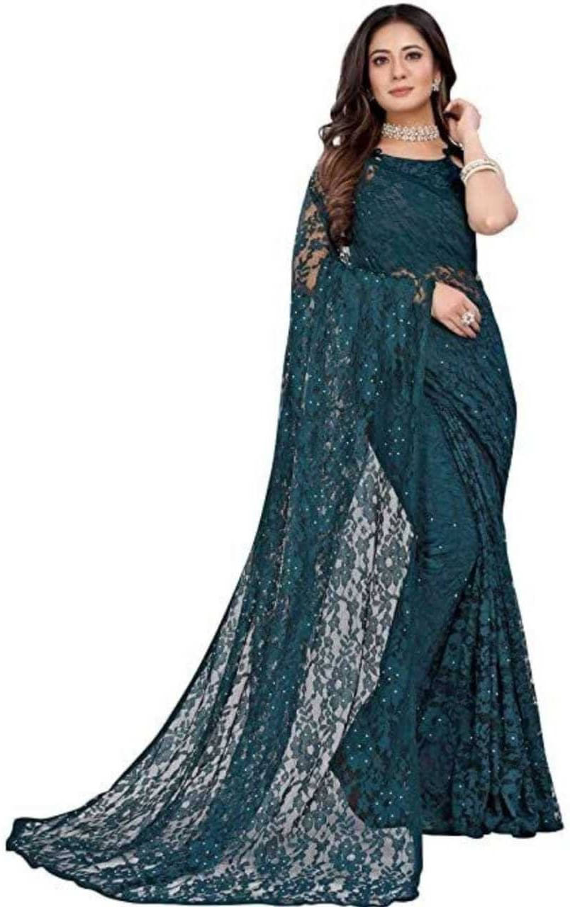 Suali Georgette Checks Saree With Unstitched Blouse Piece ( Green ) Suali Georgette Checks Saree With Unstitched Blouse Piece ( Green )