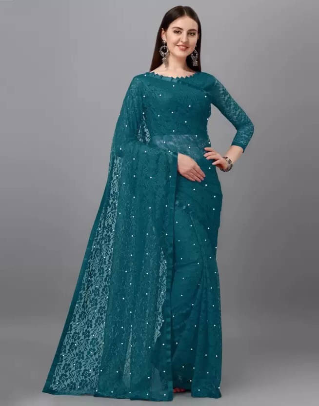 Suali Georgette Embellished Saree With Unstitched Blouse Piece ( Green ) Suali Georgette Embellished Saree With Unstitched Blouse Piece ( Green )