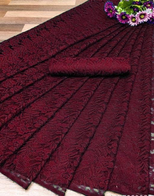     			Suali Georgette Embroidered Saree With Unstitched Blouse Piece ( Maroon )