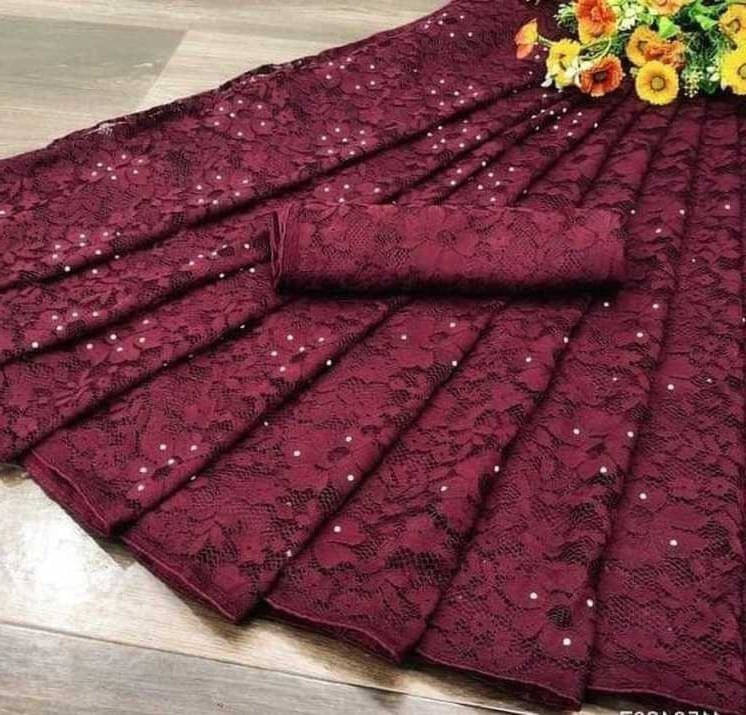 Suali Georgette Embroidered Saree With Unstitched Blouse Piece ( Maroon ) Suali Georgette Embroidered Saree With Unstitched Blouse Piece ( Maroon )