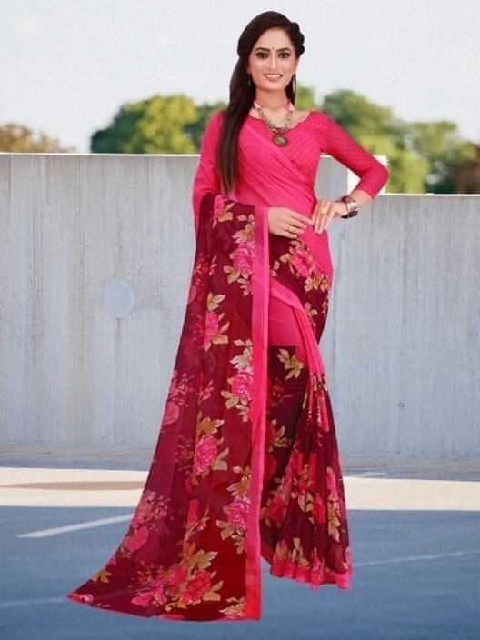 Suali Georgette Embroidered Saree With Unstitched Blouse Piece ( Multicolor ) Suali Georgette Embroidered Saree With Unstitched Blouse Piece ( Multicolor )