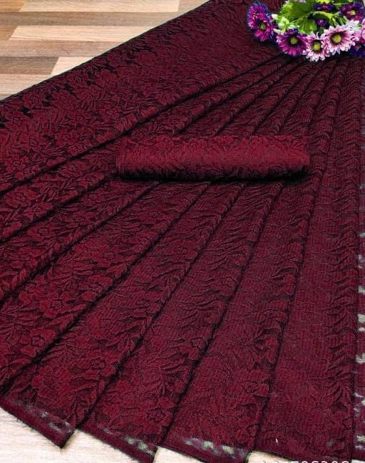     			Suali Georgette Printed Saree With Unstitched Blouse Piece ( Maroon )