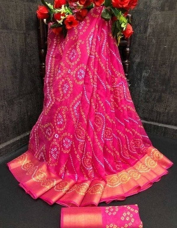     			Suali Georgette Printed Saree With Unstitched Blouse Piece ( Pink )