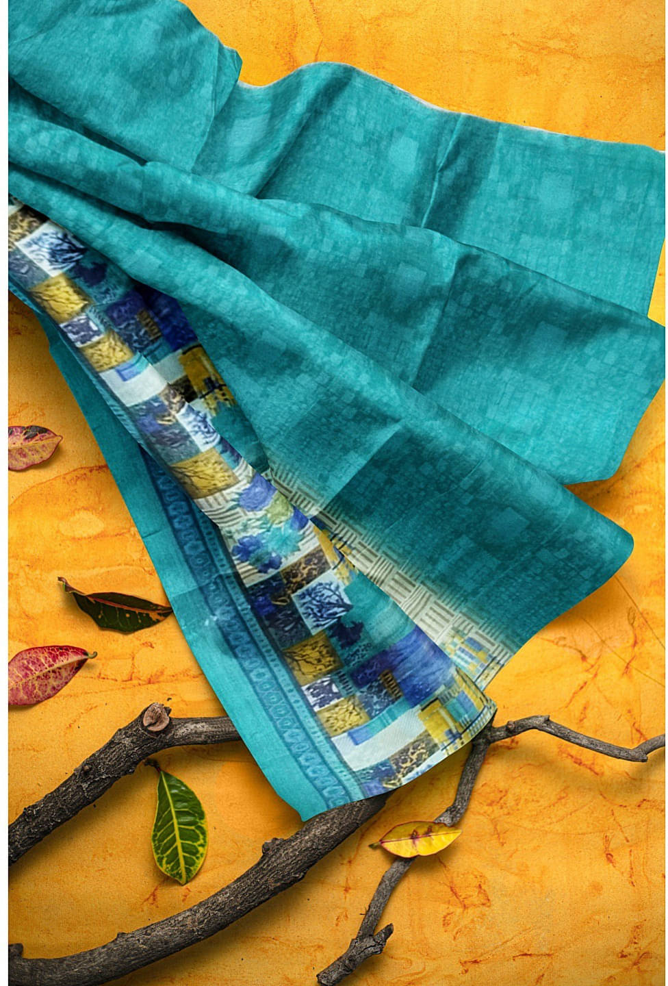     			Suali Georgette Printed Saree With Unstitched Blouse Piece ( Blue )