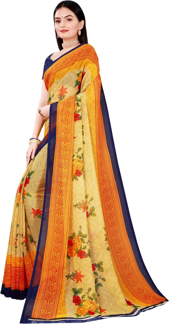 Suali Georgette Printed Saree With Unstitched Blouse Piece ( Multicolor ) Suali Georgette Printed Saree With Unstitched Blouse Piece ( Multicolor )
