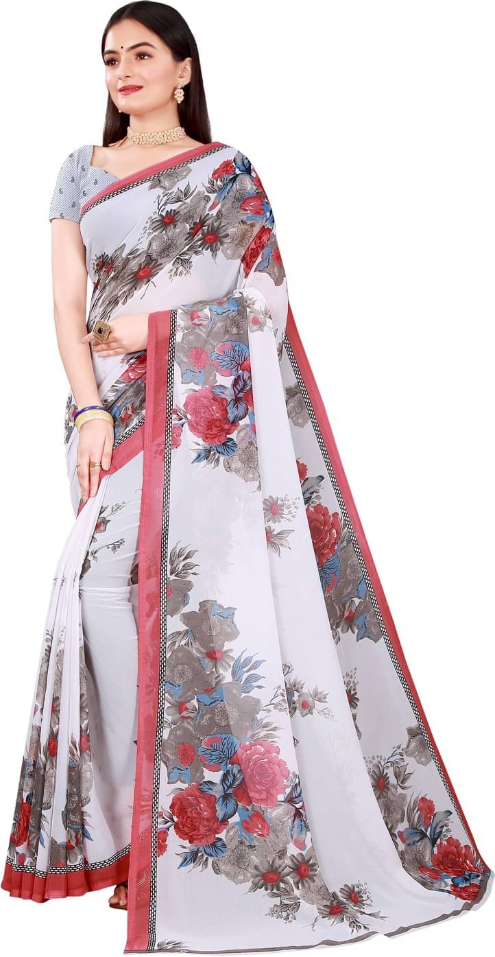 Suali Georgette Printed Saree With Unstitched Blouse Piece ( Multicolor ) Suali Georgette Printed Saree With Unstitched Blouse Piece ( Multicolor )