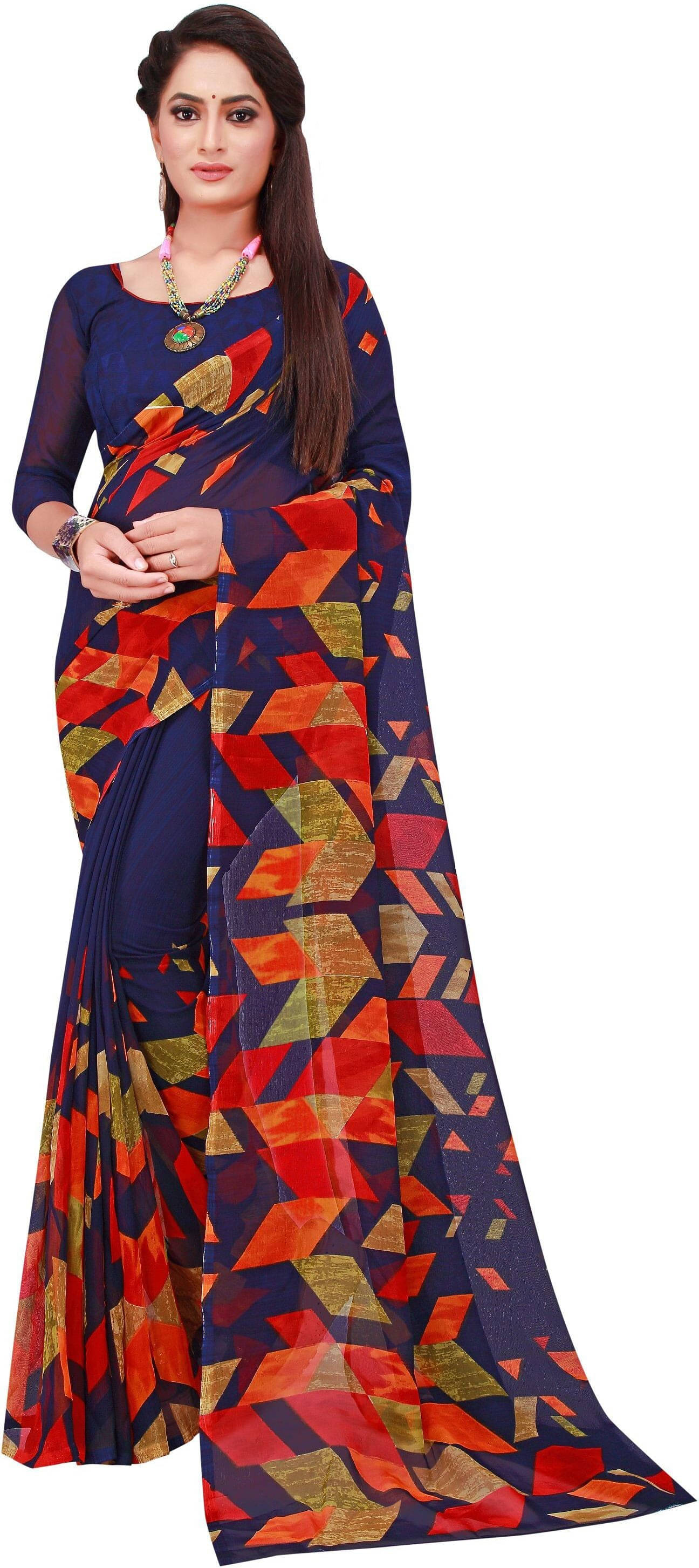 Suali Georgette Printed Saree With Unstitched Blouse Piece ( Multicolor ) Suali Georgette Printed Saree With Unstitched Blouse Piece ( Multicolor )
