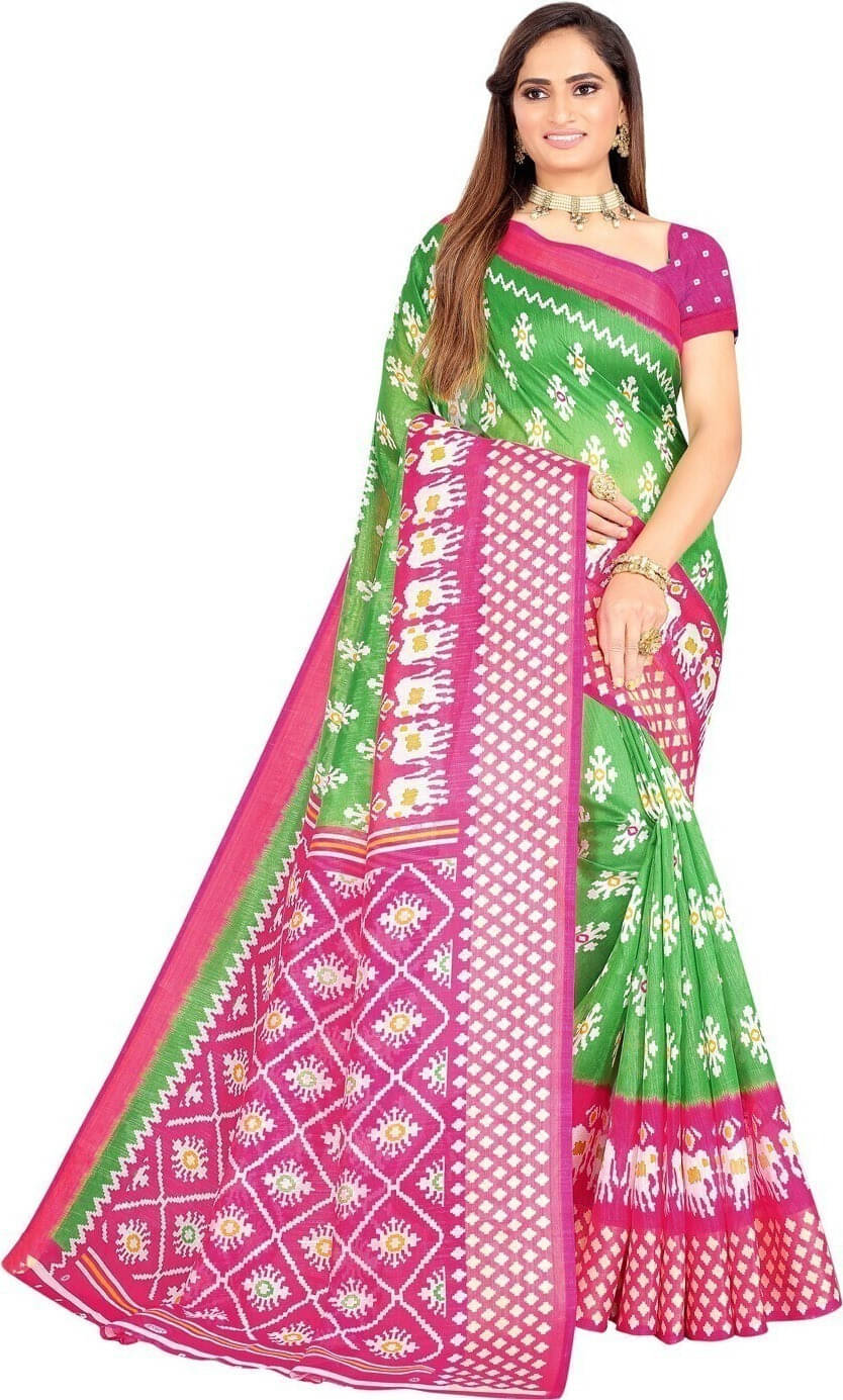 Suali Georgette Printed Saree With Unstitched Blouse Piece ( Green ) Suali Georgette Printed Saree With Unstitched Blouse Piece ( Green )