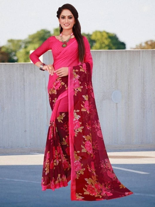 Suali Georgette Printed Saree With Unstitched Blouse Piece ( Multicolor ) Suali Georgette Printed Saree With Unstitched Blouse Piece ( Multicolor )