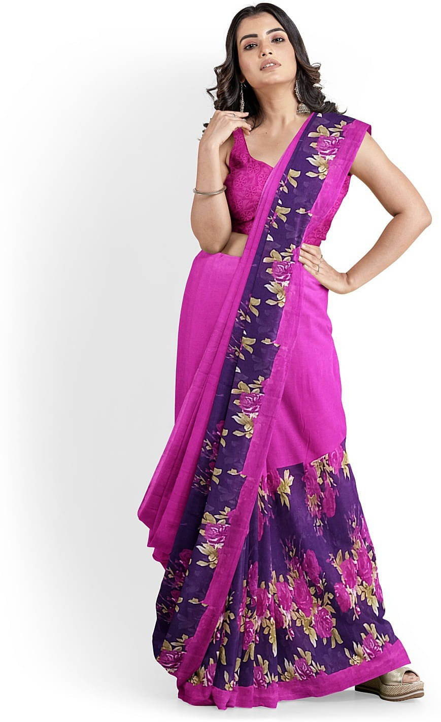 Suali Georgette Printed Saree With Unstitched Blouse Piece ( Pink ) Suali Georgette Printed Saree With Unstitched Blouse Piece ( Pink )