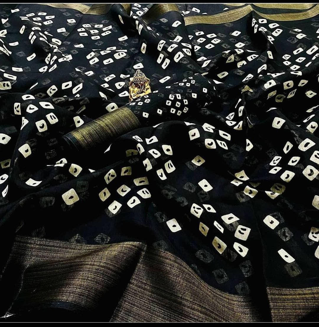     			Suali Georgette Printed Saree With Unstitched Blouse Piece ( Black )