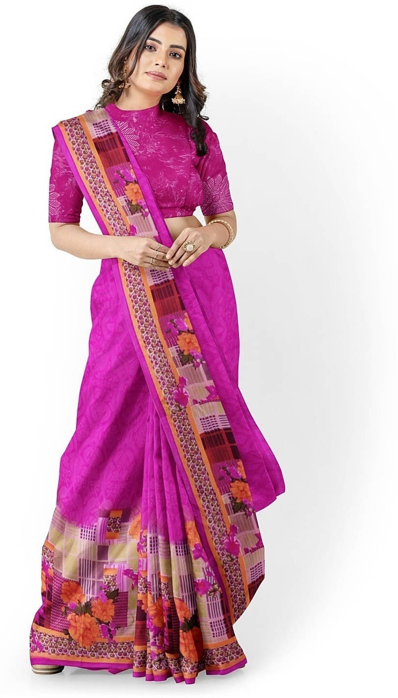 Suali Georgette Printed Saree With Unstitched Blouse Piece ( Pink ) Suali Georgette Printed Saree With Unstitched Blouse Piece ( Pink )