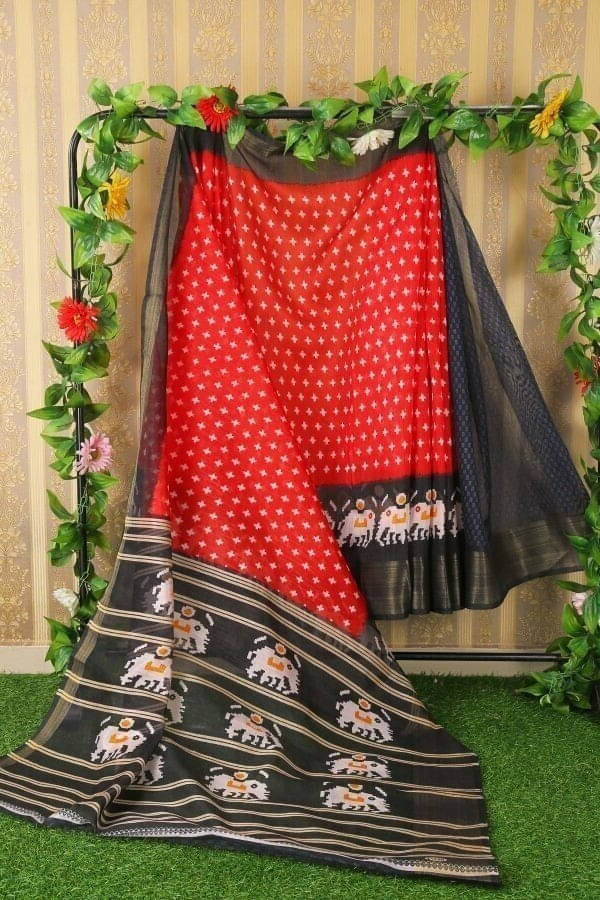     			Suali Georgette Printed Saree With Unstitched Blouse Piece ( Red )