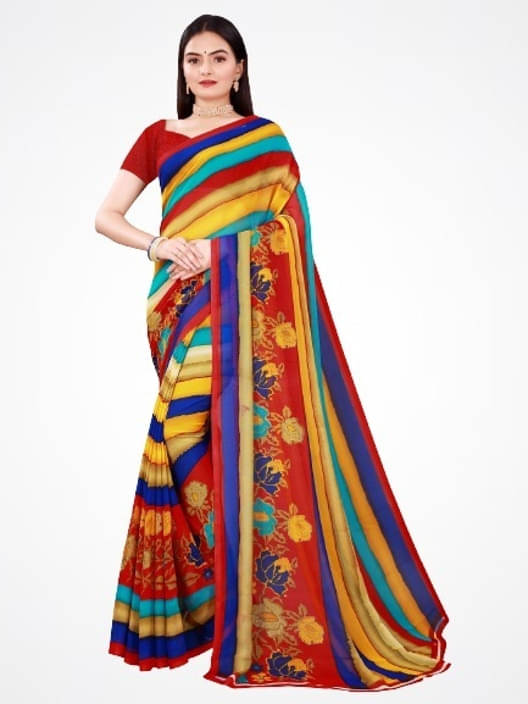Suali Georgette Printed Saree With Unstitched Blouse Piece ( Multicolor ) Suali Georgette Printed Saree With Unstitched Blouse Piece ( Multicolor )