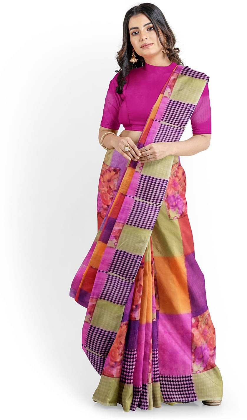 Suali Georgette Printed Saree With Unstitched Blouse Piece ( Pink ) Suali Georgette Printed Saree With Unstitched Blouse Piece ( Pink )