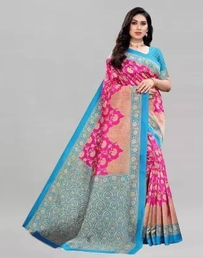 Suali Georgette Printed Saree With Unstitched Blouse Piece ( Pink ) Suali Georgette Printed Saree With Unstitched Blouse Piece ( Pink )